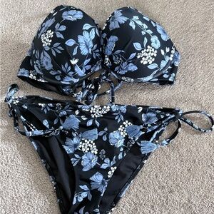 Adore Me Black and Blue Floral Bikini